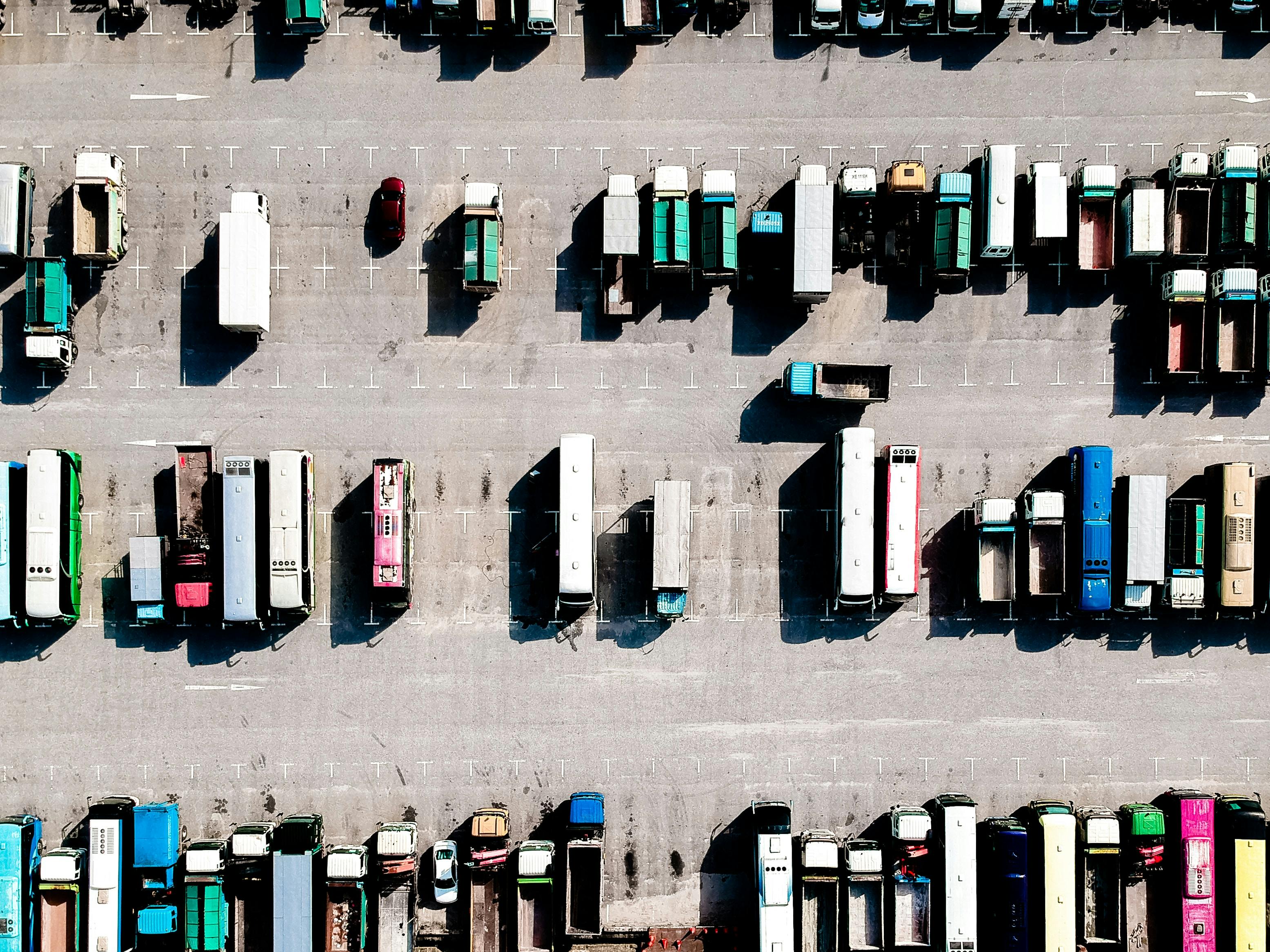aerial view of a shipping yard
